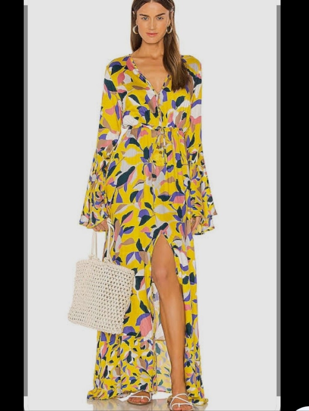 Revolve Maaji Yellow Anemone Maxi Dress with a vibrant abstract floral print S